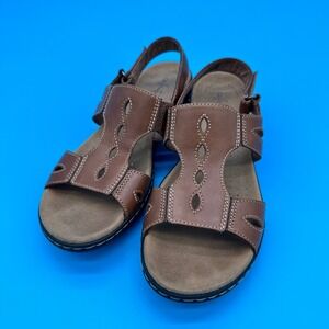 Clarks Collection Leisa Lakelyn Brown Leather Slingback Sandals Womens 8.5 M